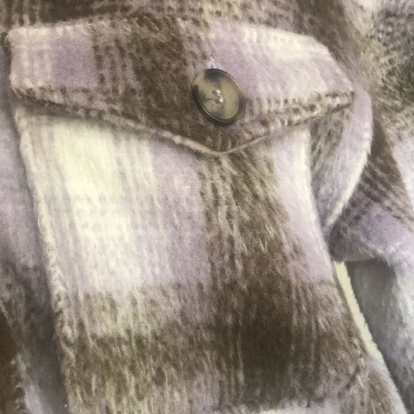 Plaid shacket shirt jacket Bagatelle cozy shacket size medium lavender b… - Picture 6 of 11